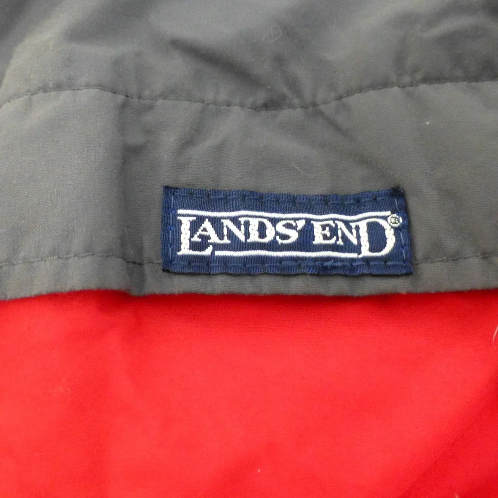 Vintage Lands End Gore-Tex Squall Jacket Mens Large Red Grey Fleece Lined USA